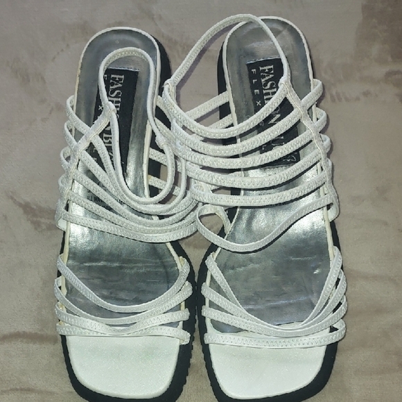 Women's Strappy White Sandals - Picture 2 of 7